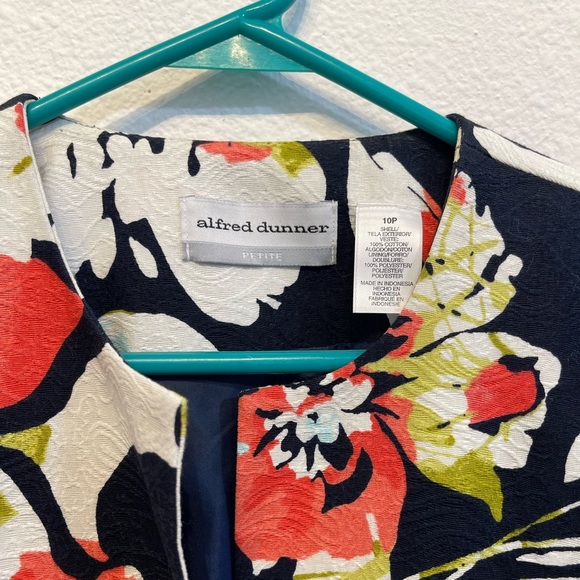 Alfred Dunner Floral Open Blazer Suit Jacket Event Formal 10P Blue Pink 3/4 - Picture 5 of 14